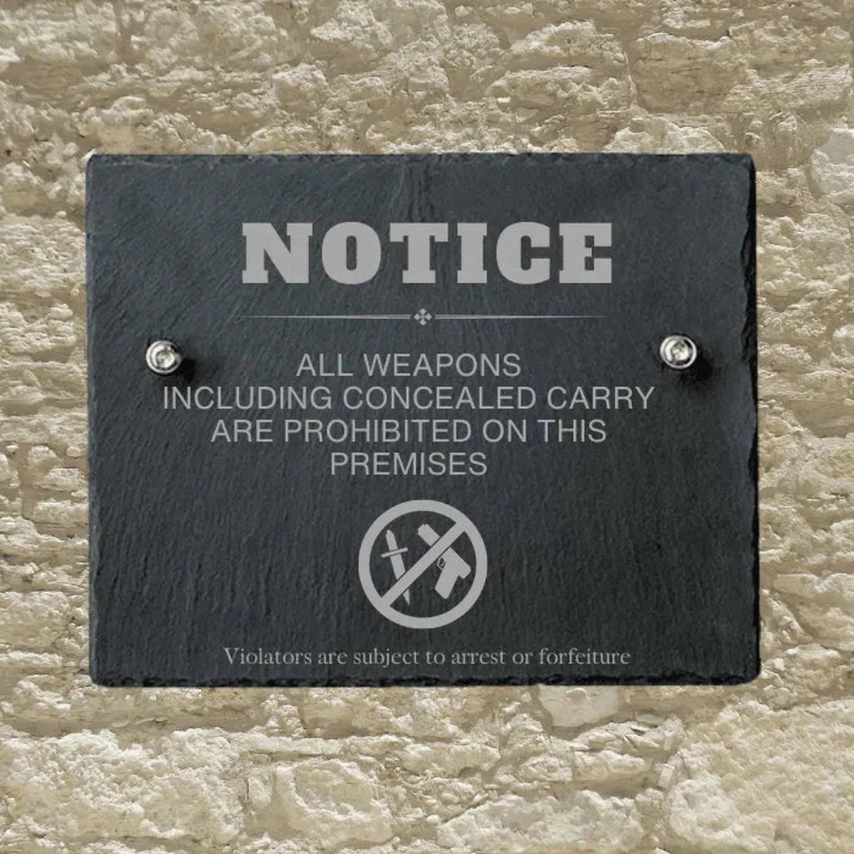 Slate Informational Signs with Bolts | Custom Utility Signs for Indoor or Outdoor - No Firearms