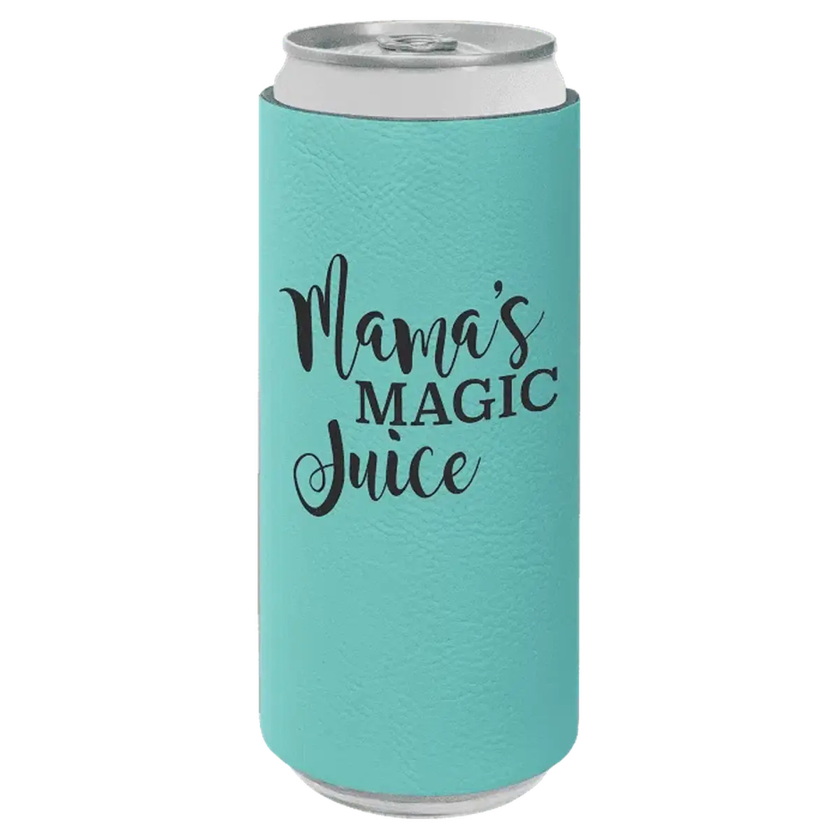 Personalized Slim Beverage Holder in Leatherette Colors Teal / Slim Beverage Holder / Leatherette