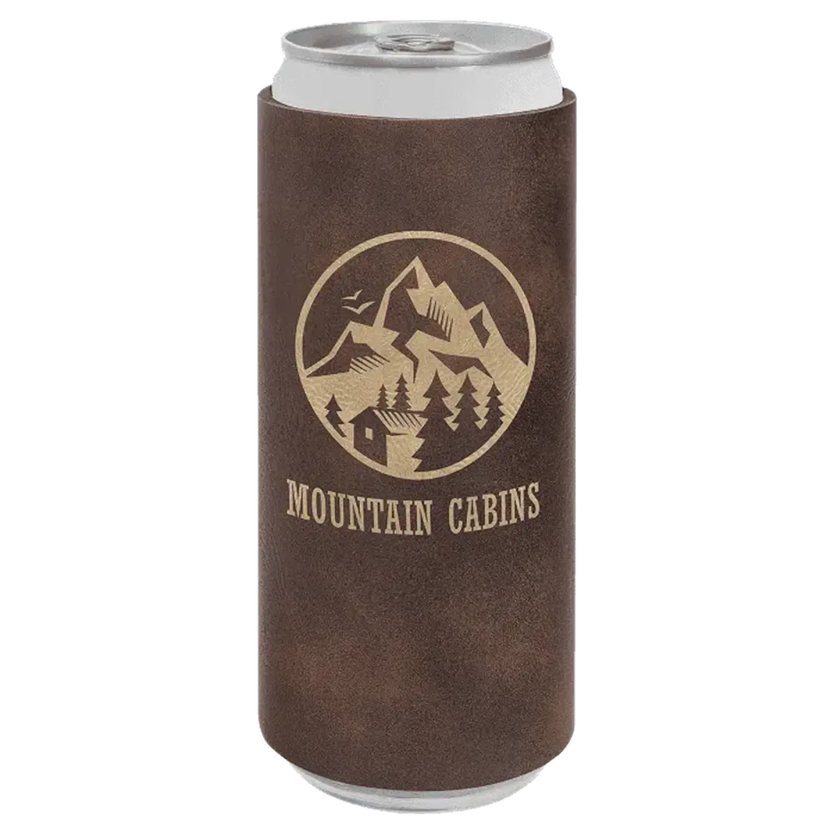 Personalized Slim Beverage Holder in Leatherette Colors Rustic/Gold / Slim Beverage Holder / Leatherette