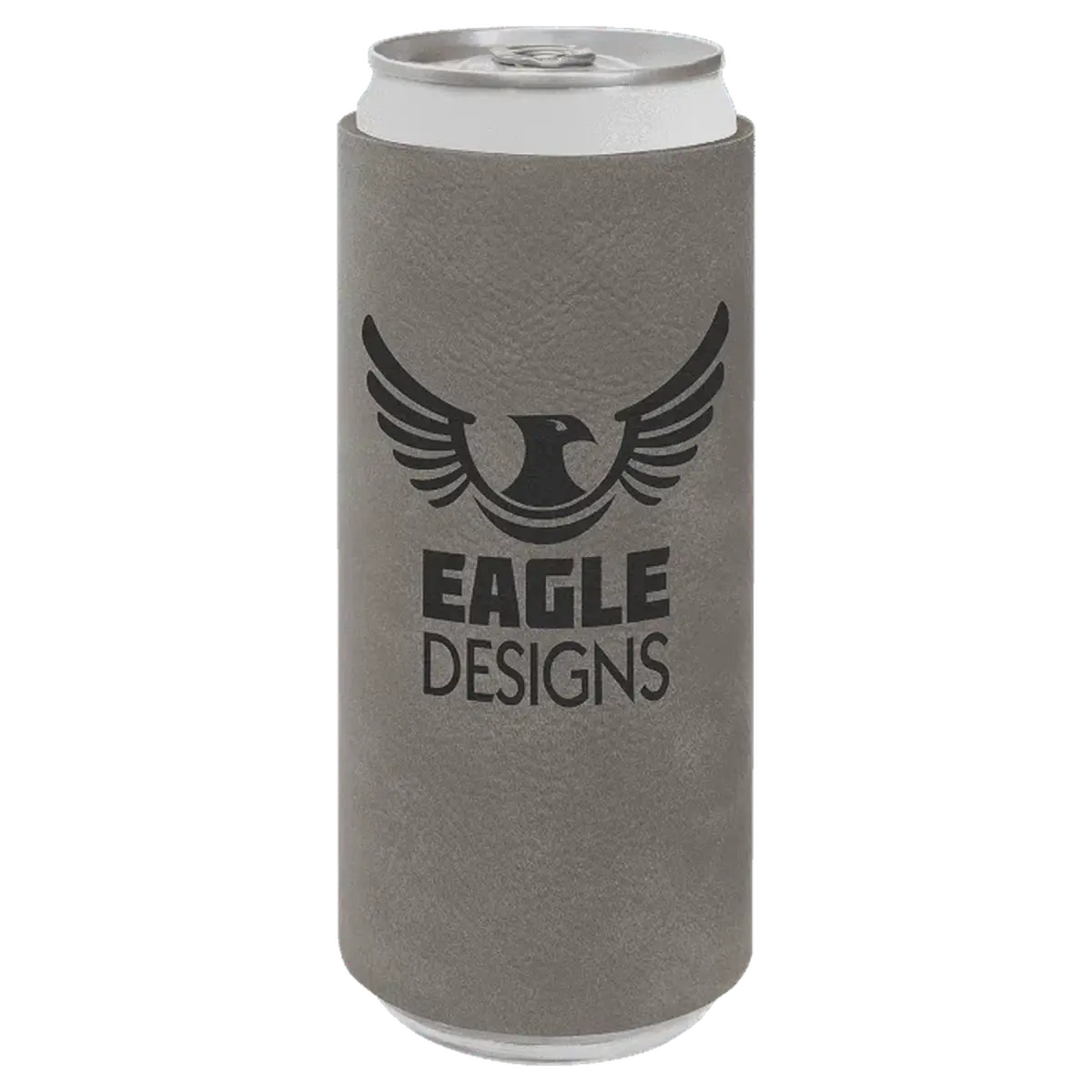 Personalized Slim Beverage Holder in Leatherette Colors Gray / Slim Beverage Holder / Leatherette