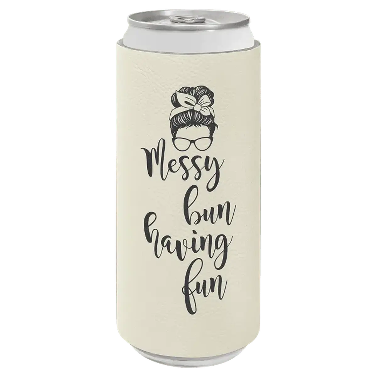 Personalized Slim Beverage Holder in Leatherette Colors White / Slim Beverage Holder / Leatherette