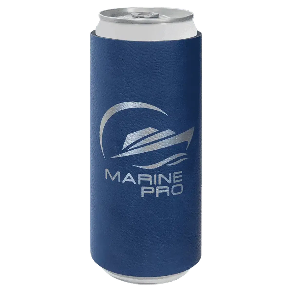 Personalized Slim Beverage Holder in Leatherette Colors Blue/Silver / Slim Beverage Holder / Leatherette