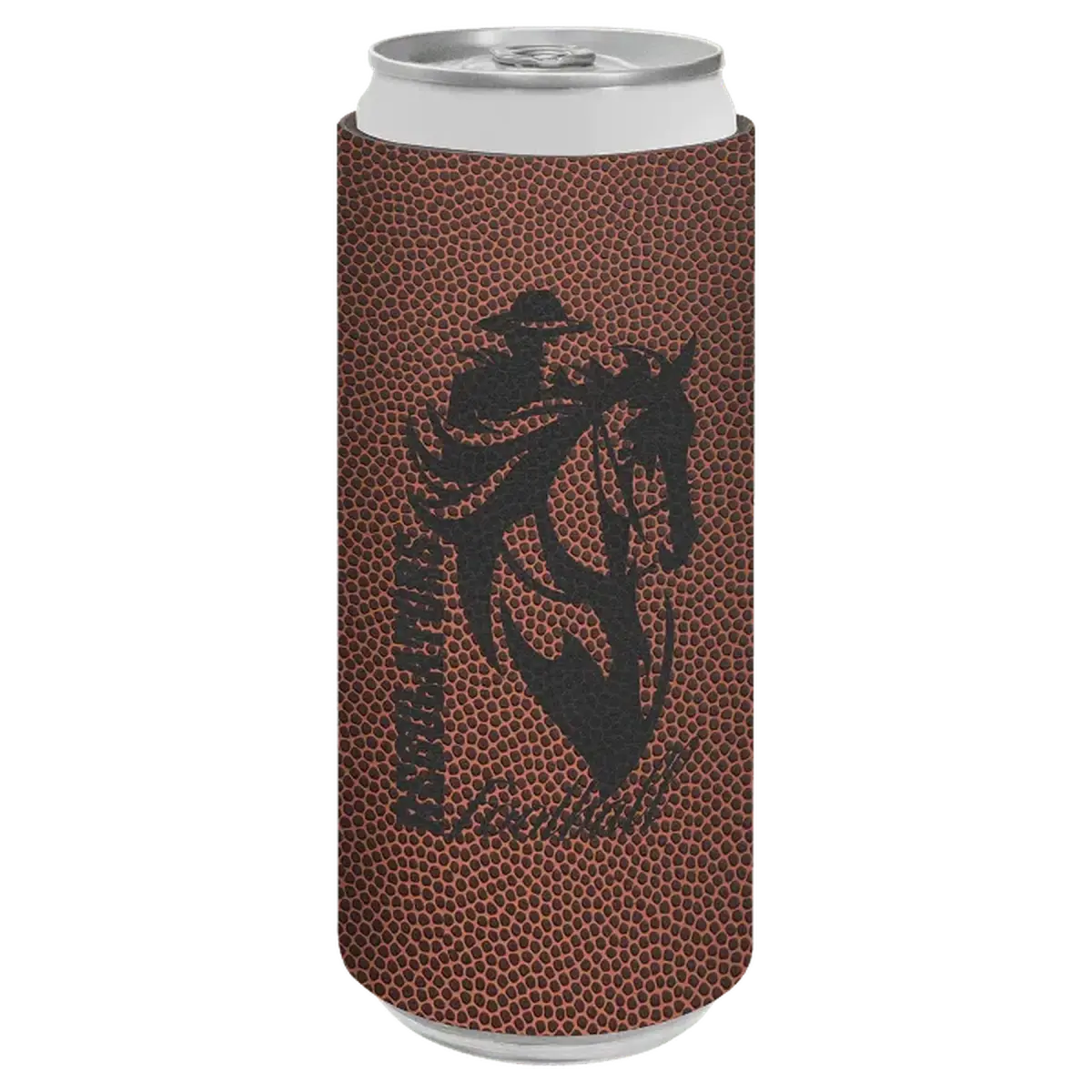 Personalized Slim Beverage Holder in Leatherette Colors Football / Slim Beverage Holder / Football Leatherette