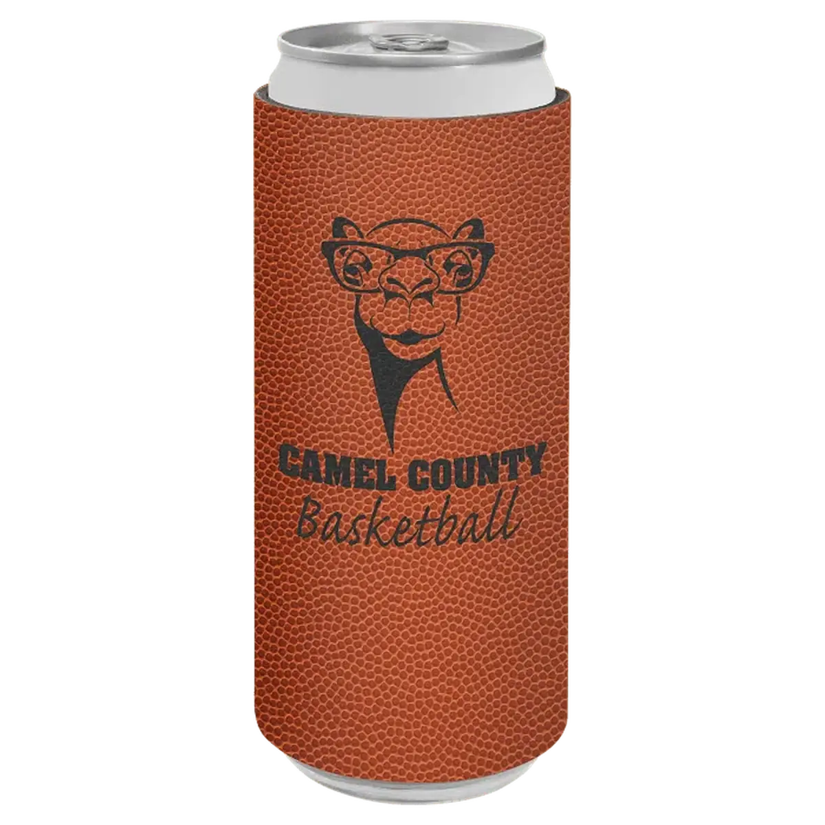 Personalized Slim Beverage Holder in Leatherette Colors Basketball / Slim Beverage Holder / Basketball Leatherette