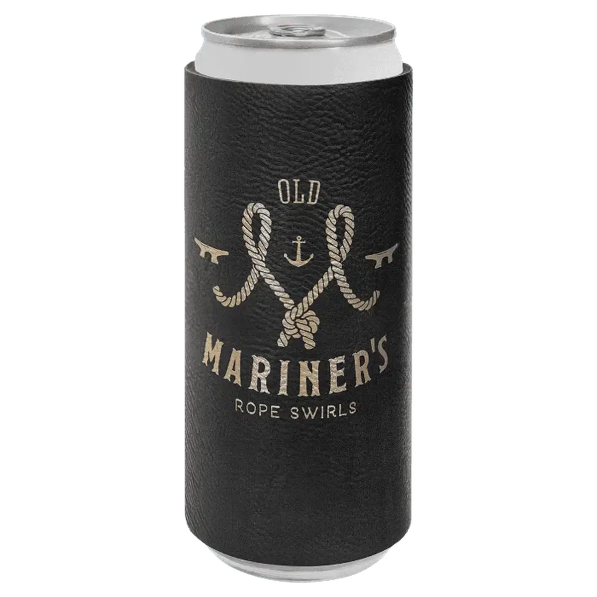 Personalized Slim Beverage Holder in Leatherette Colors Black/Gold / Slim Beverage Holder / Leatherette