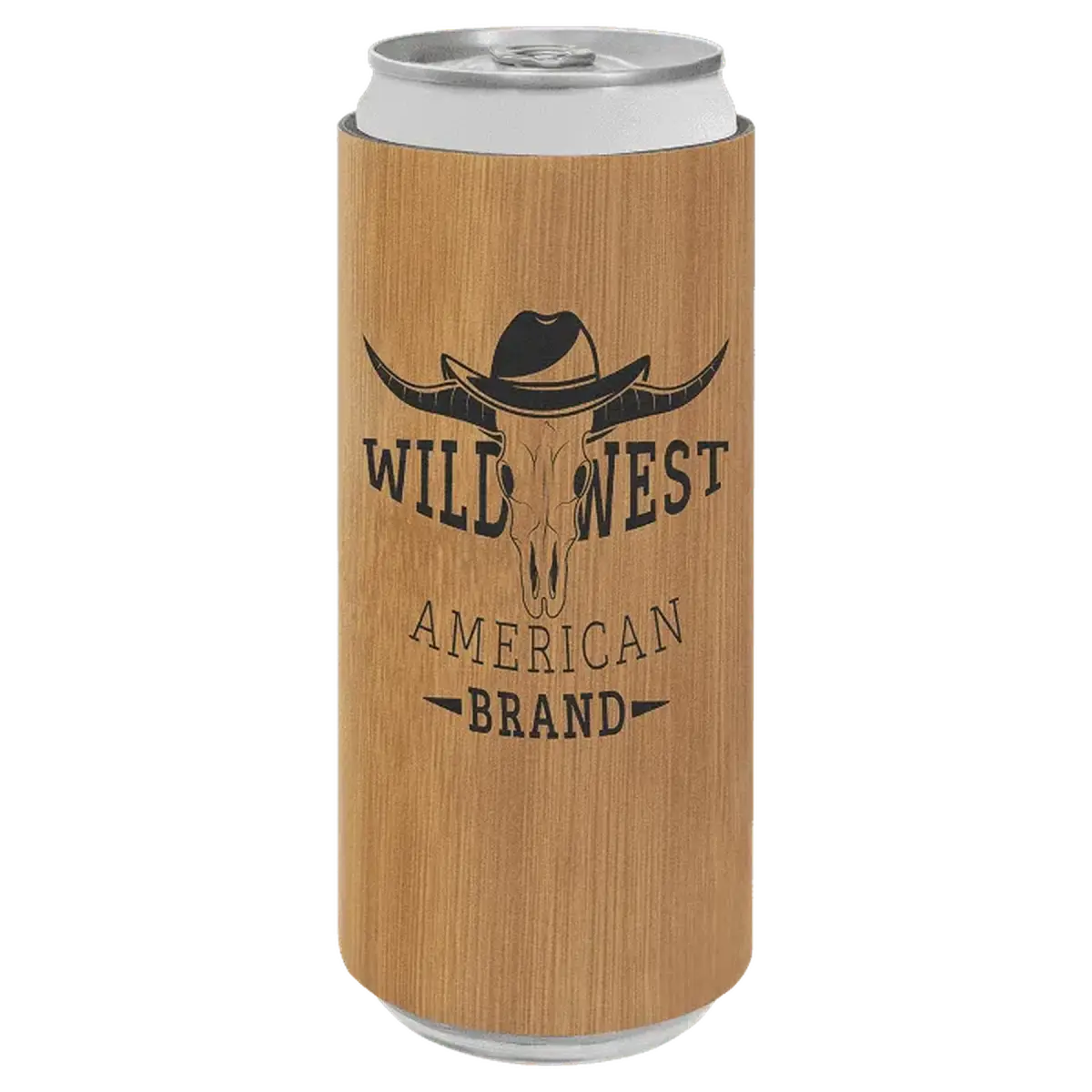 Personalized Slim Beverage Holder in Leatherette Colors Bamboo / Slim Beverage Holder / Leatherette