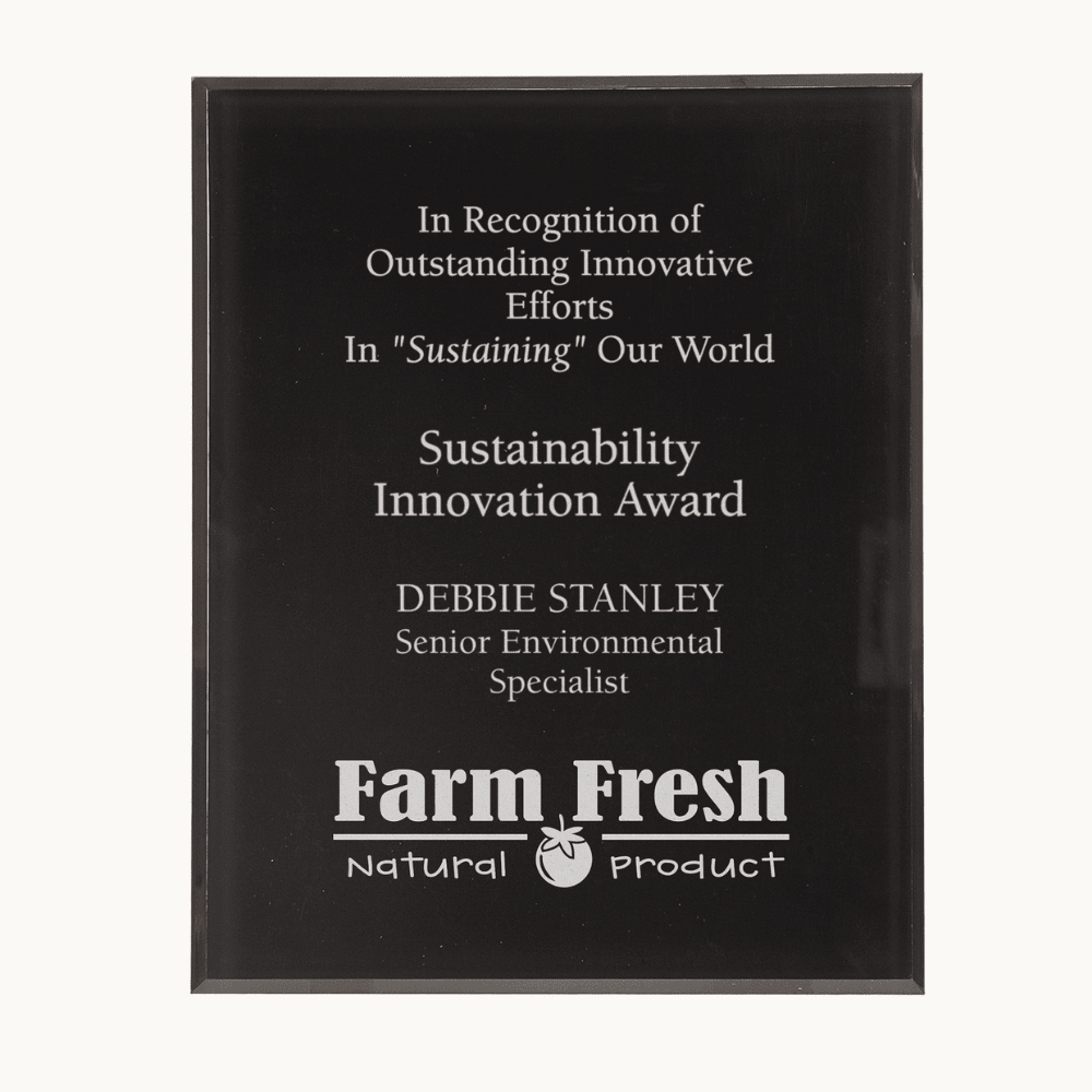Solid Black Acrylic Award Plaque with Clear Bordered Frame - 7" x 9"