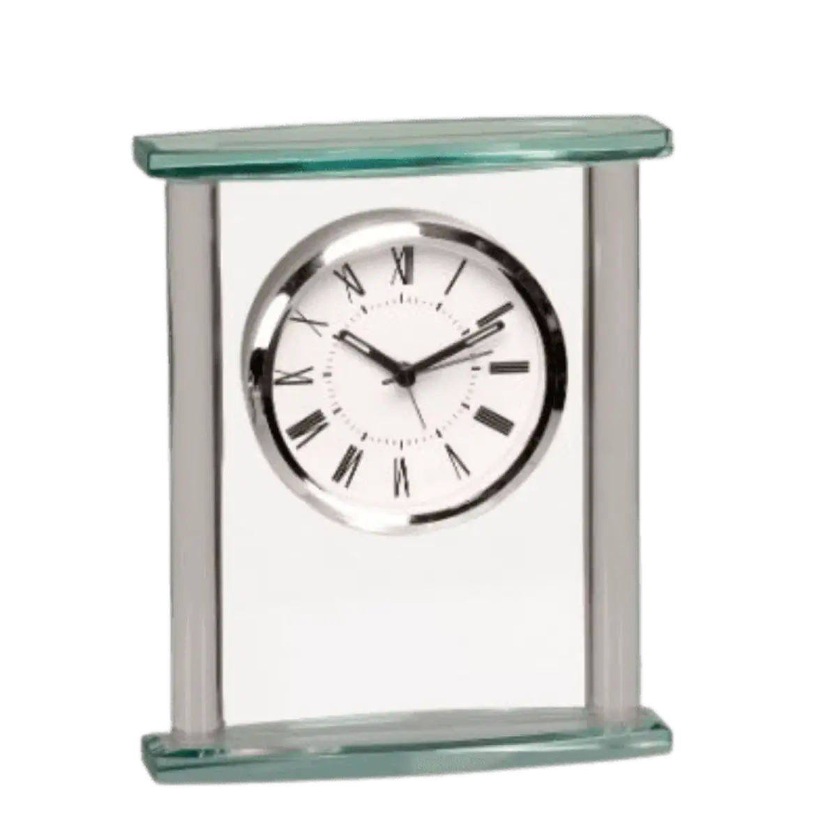 Contemporary Glass Desk Clocks – Personalized Gifts, Awards & Decor Jade Glass Accent - Square Top / Alarm / 7" x 5 3/4"