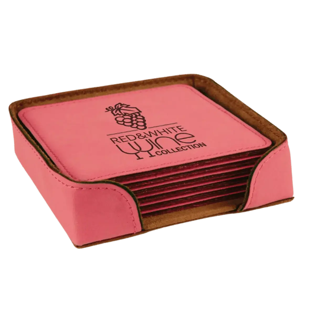 Personalized Leatherette Coaster Sets & Bottle Openers Single Coaster - Square / Gray / Leatherette