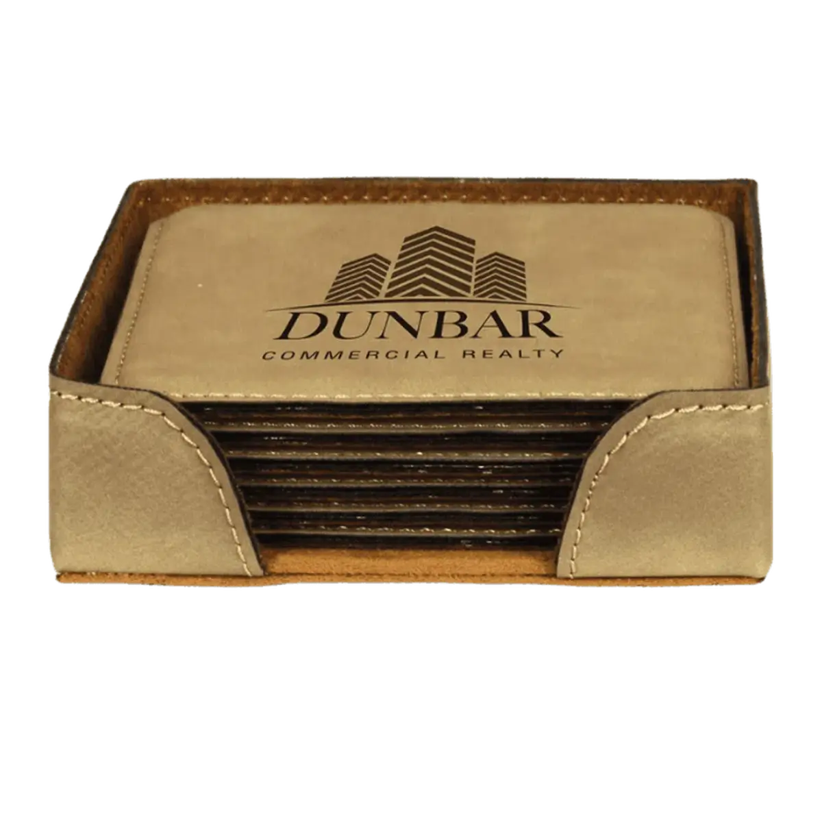 Personalized Leatherette Coaster Sets & Bottle Openers Single Coaster - Square / Gray / Leatherette