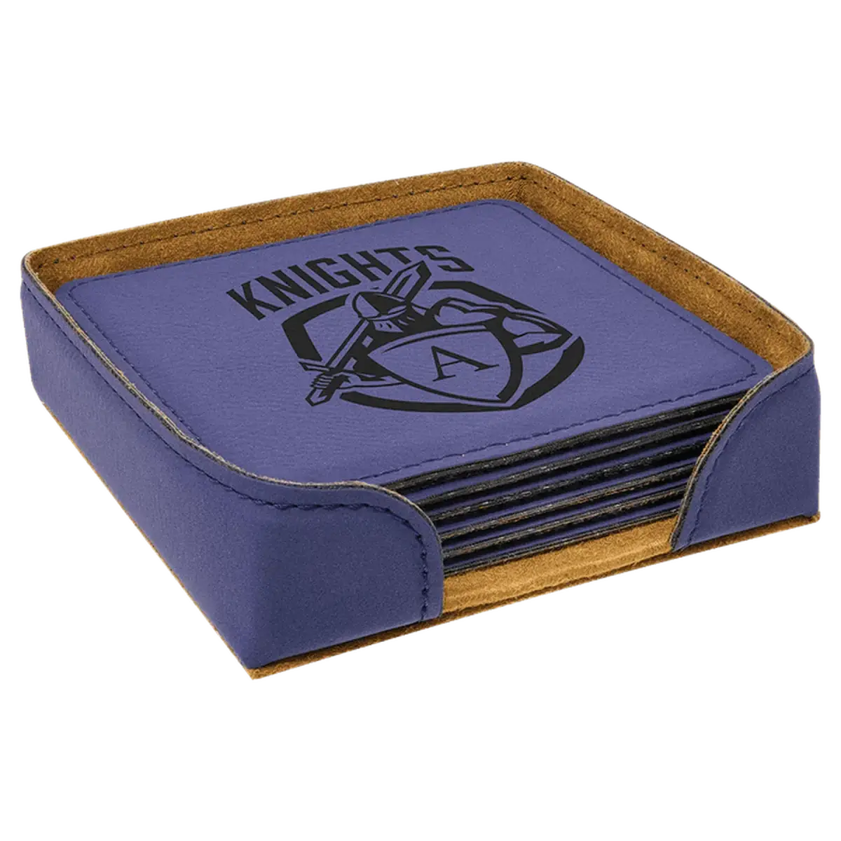 Personalized Leatherette Coaster Sets & Bottle Openers Single Coaster - Square / Gray / Leatherette