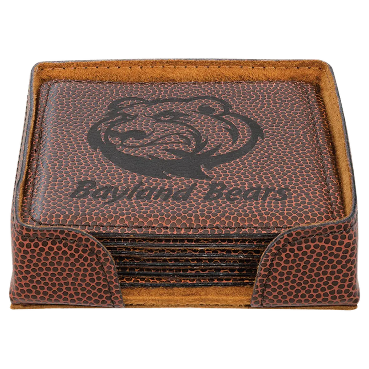 Personalized Leatherette Coaster Sets & Bottle Openers 6 Coaster Set - Square / Football / Football Leatherette