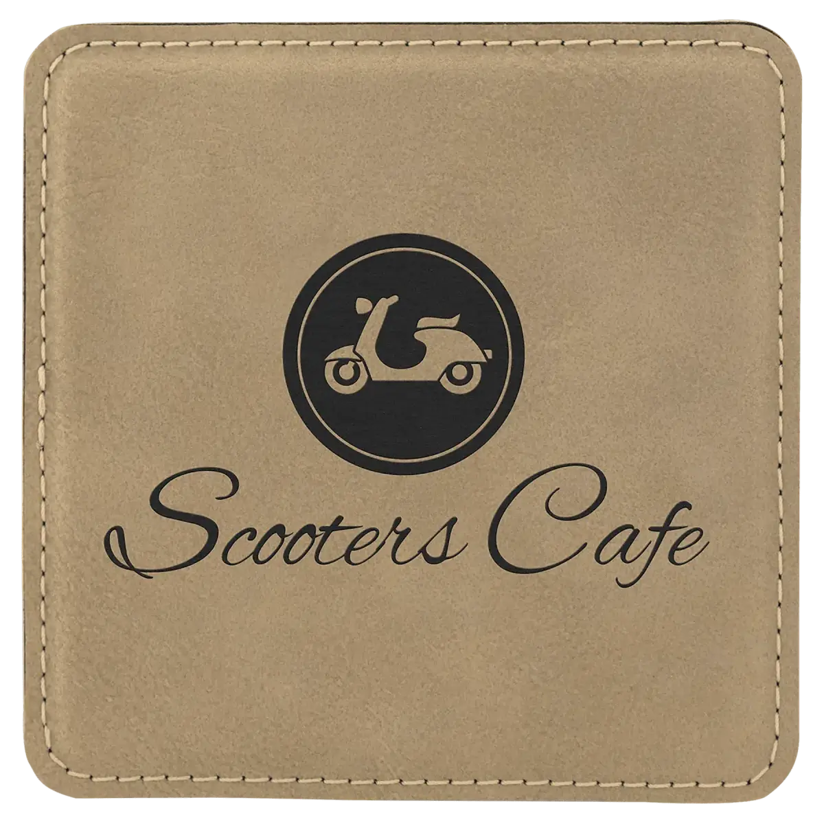 Square Leatherette Coaster (Various Colors) Light Brown