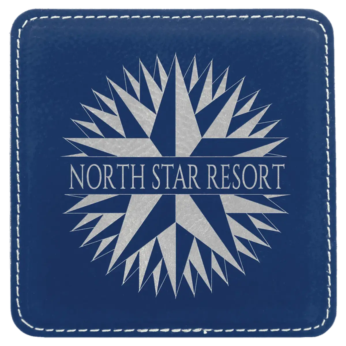 Square Leatherette Coaster (Various Colors) Blue/Silver