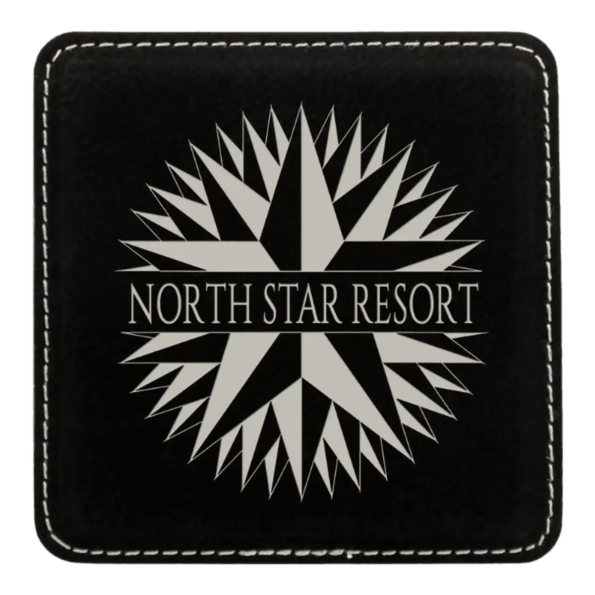 Square Leatherette Coaster (Various Colors) Black/Silver