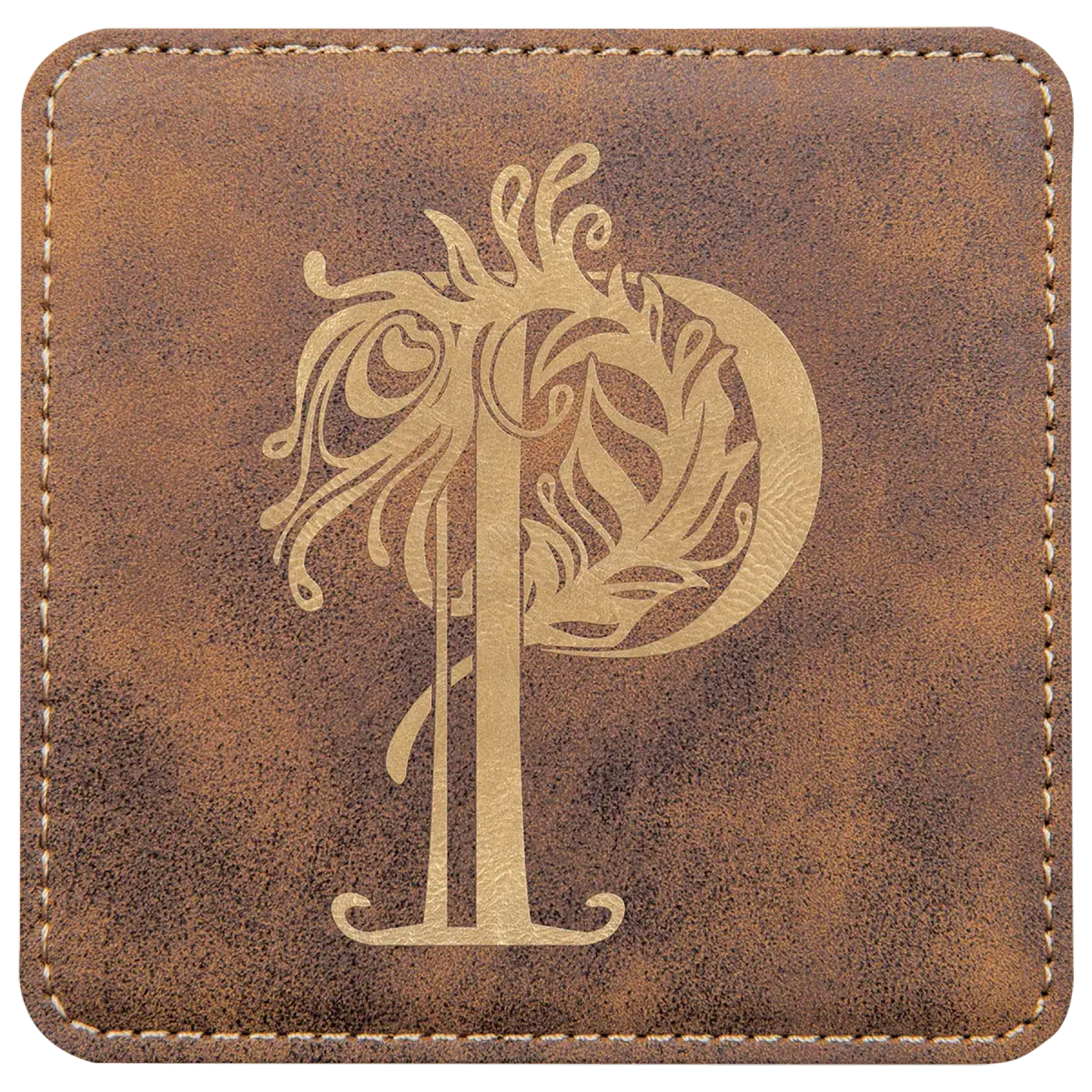 Square Leatherette Coaster (Various Colors) Rustic/Gold