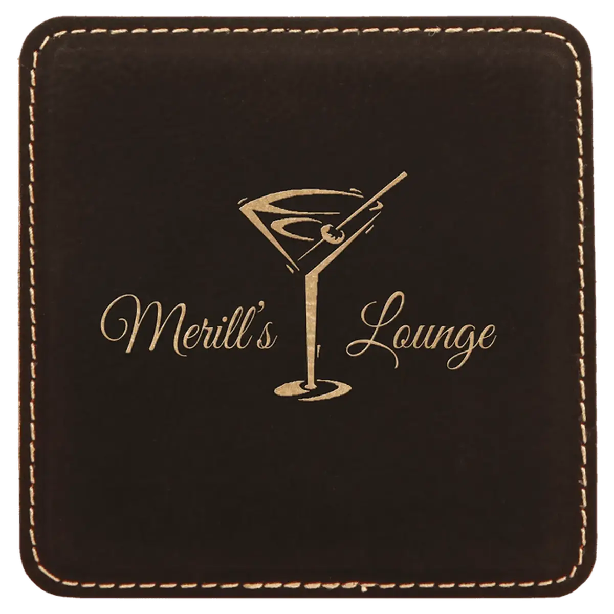 Square Leatherette Coaster (Various Colors) Black/Gold