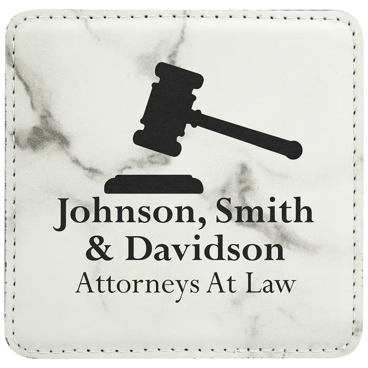 Square Leatherette Coaster (Various Colors) White Marble