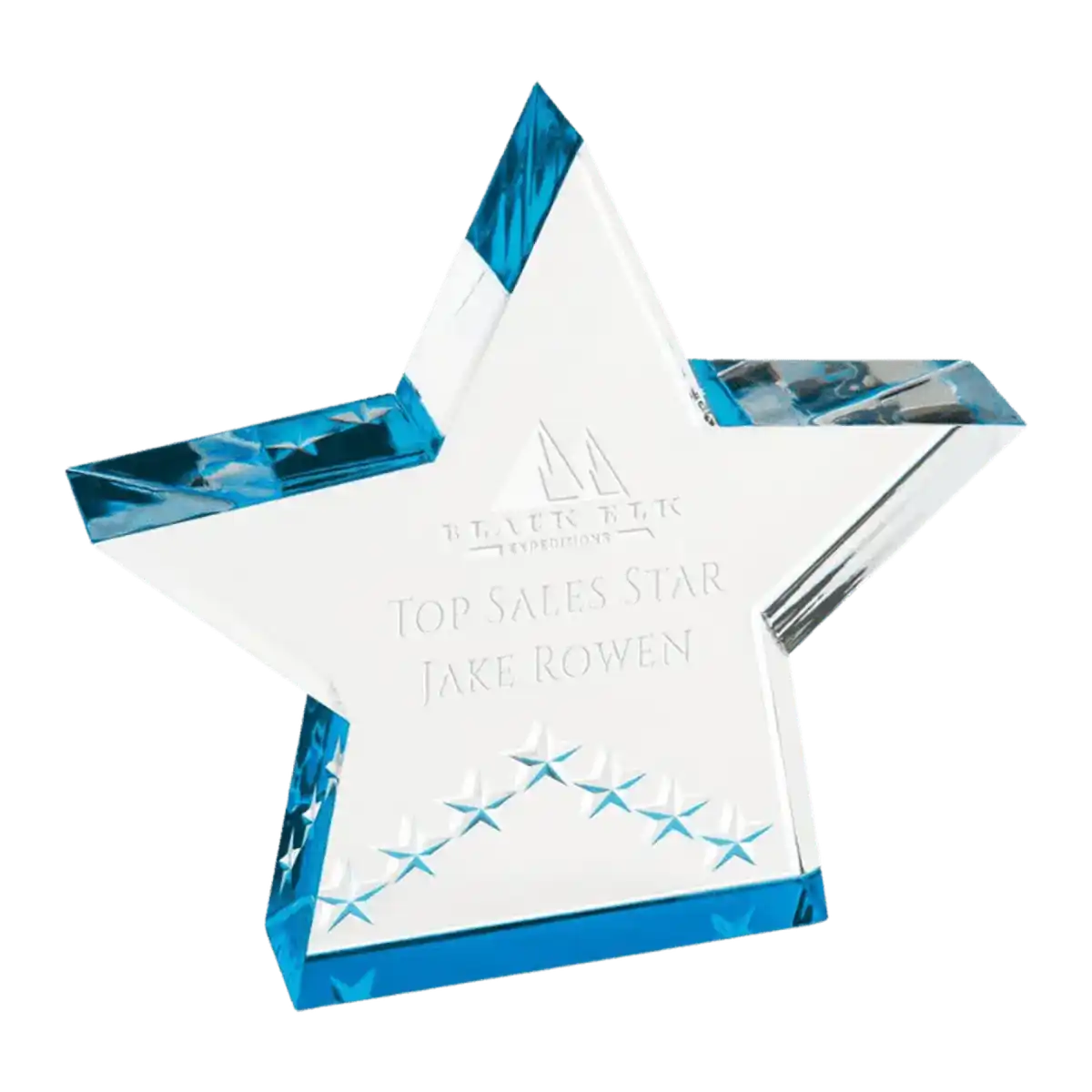 Color Edge Star Acrylic Performance Award - Self-Standing in 3 Colors Blue / 5"