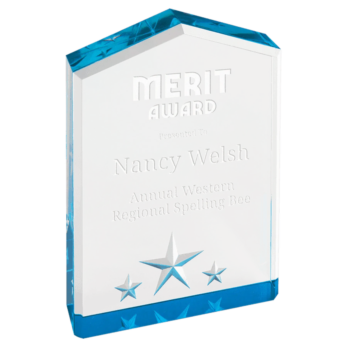 Star Point Acrylic Award with Star Embellishments and Color Accents Blue / 5"