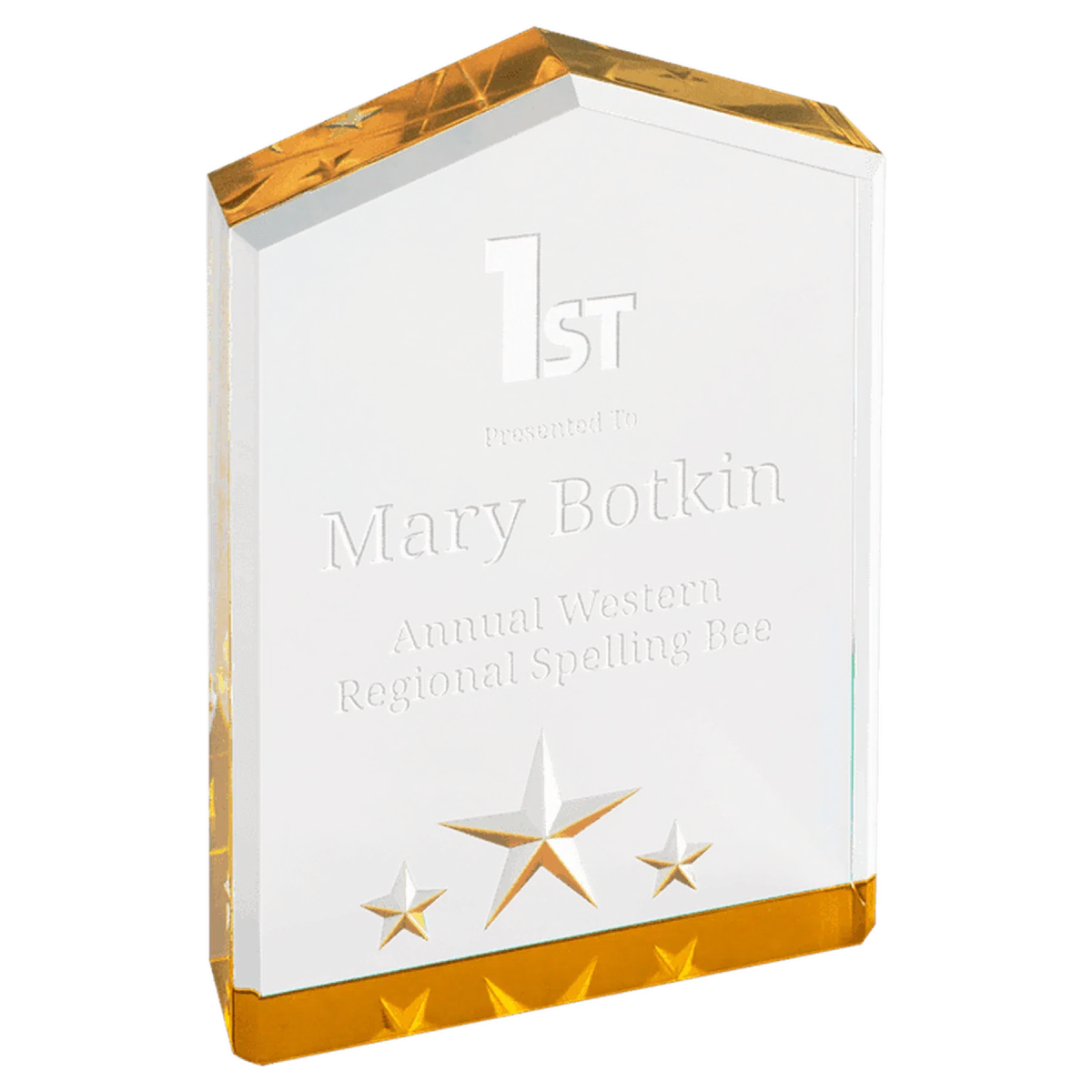 Star Point Acrylic Award with Star Embellishments and Color Accents Blue / 5"