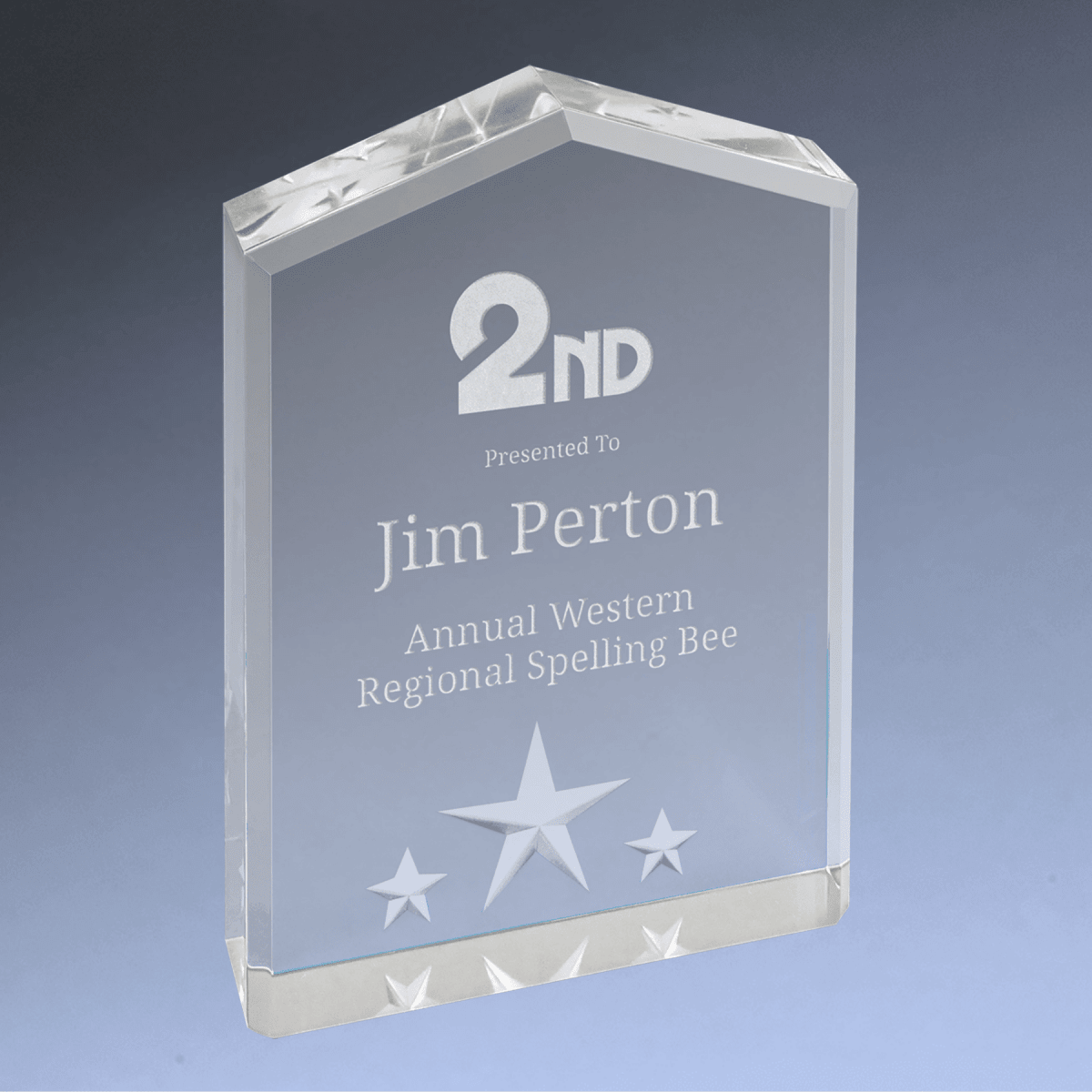Star Point Acrylic Award with Star Embellishments and Color Accents - Silver