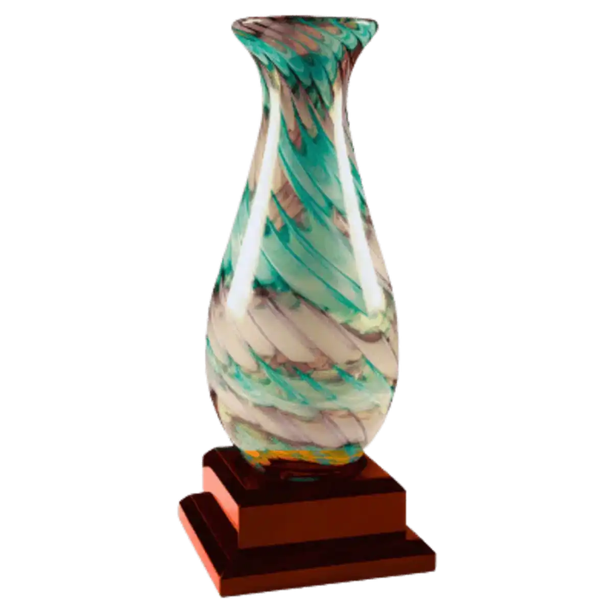 Swirl Art Glass Vase - Hand-Blown Glass for Awards and Decor with Optional Base