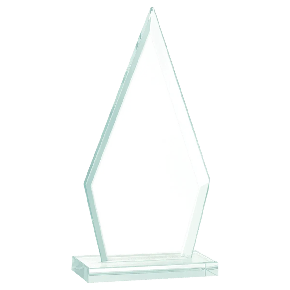 Jade Glass Awards with Beveled Edges and Frosted Etching Triangle / 6 3/4" / Jade Glass