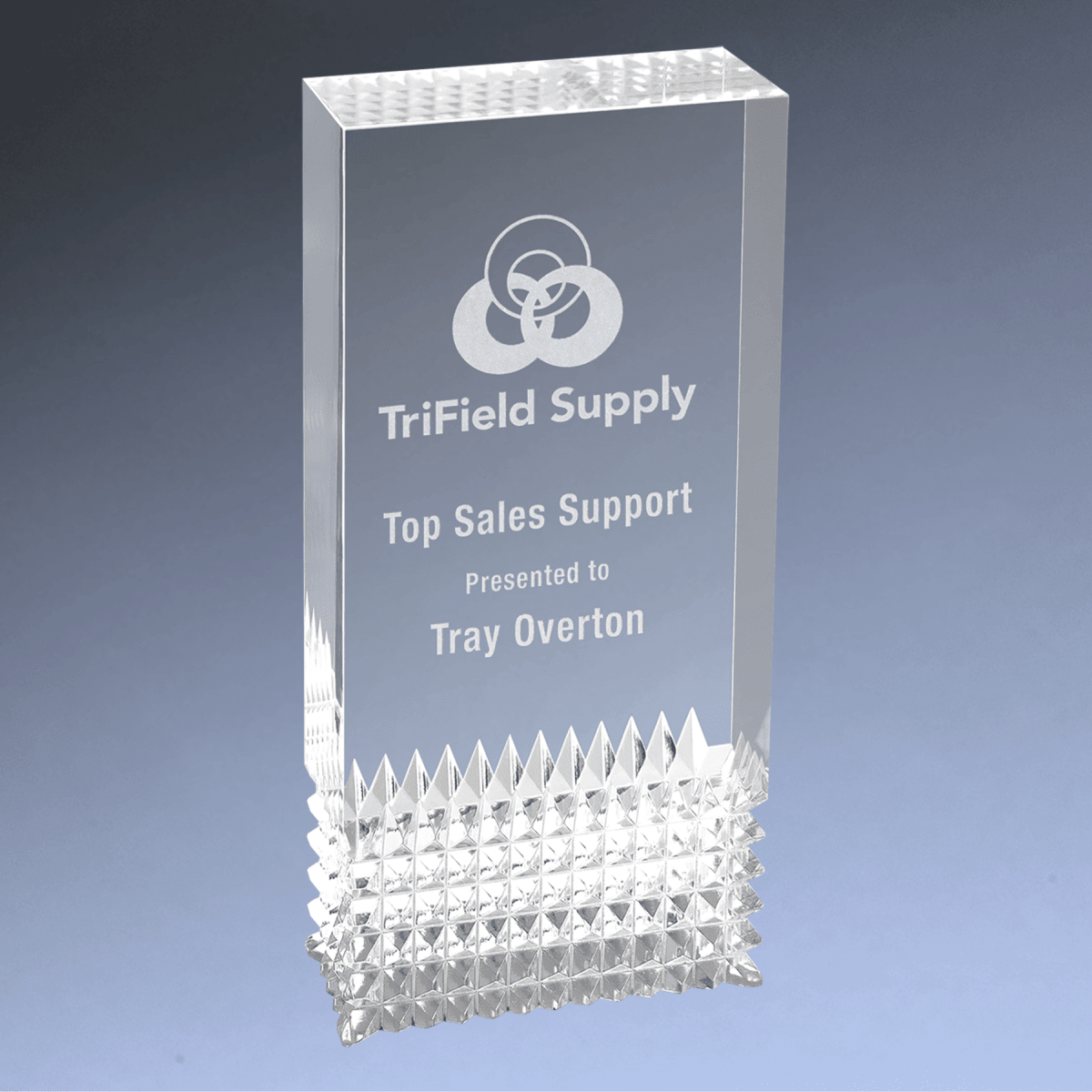 Tribute Acrylic Awards with Diamond Cut Base and Color Accents - Silver