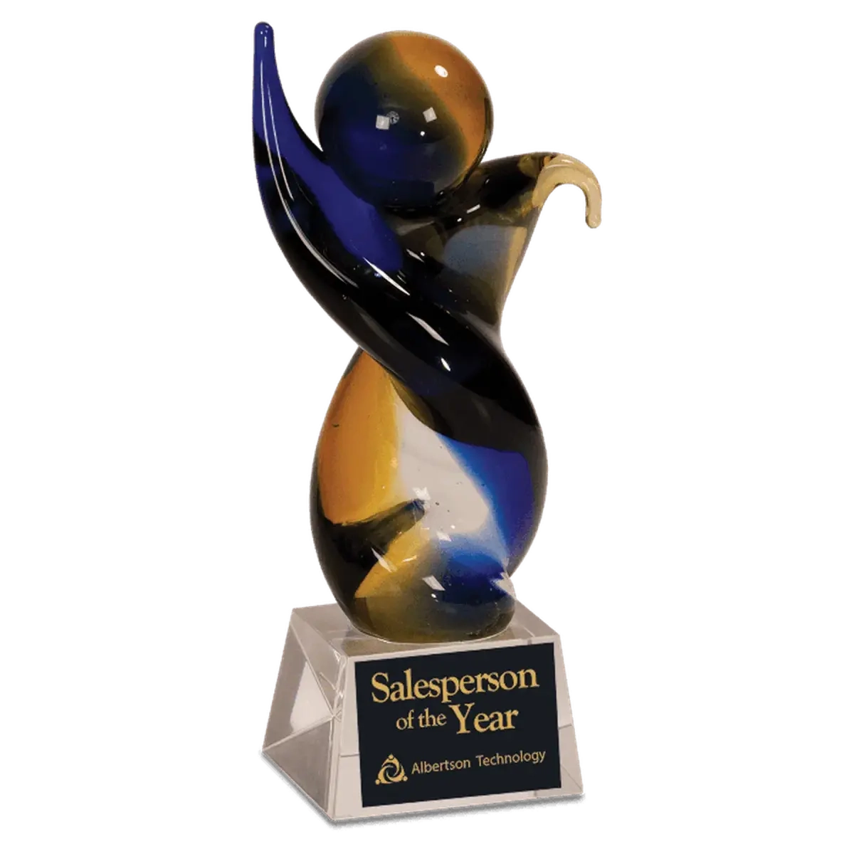 Personalized Art Glass Award Sculpture | Hand-Blown Glass Apple / Red / 3 1/4"(L) x 3 1/4"(W) x 5 3/4"(H)