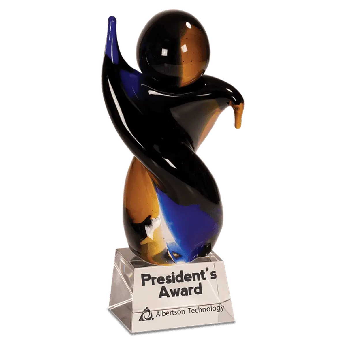 Personalized Art Glass Award Sculpture | Hand-Blown Glass Apple / Red / 3 1/4"(L) x 3 1/4"(W) x 5 3/4"(H)