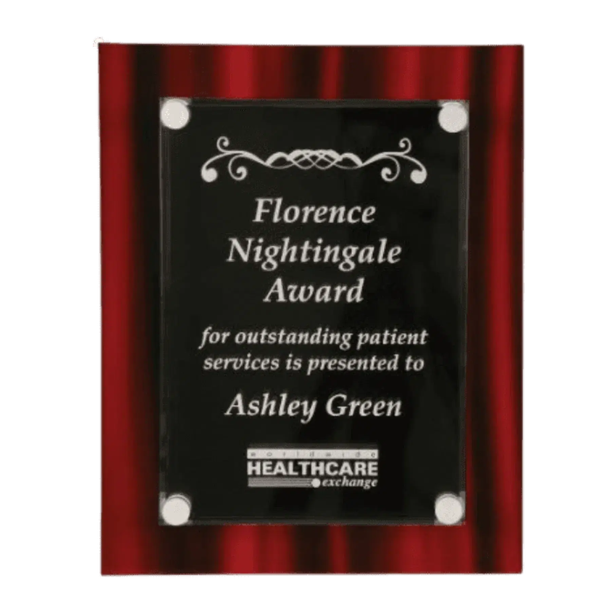 Velvet Stand-Off Acrylic Plaque – Custom Engraved for Recognition Red Velvet / 8" x 10"