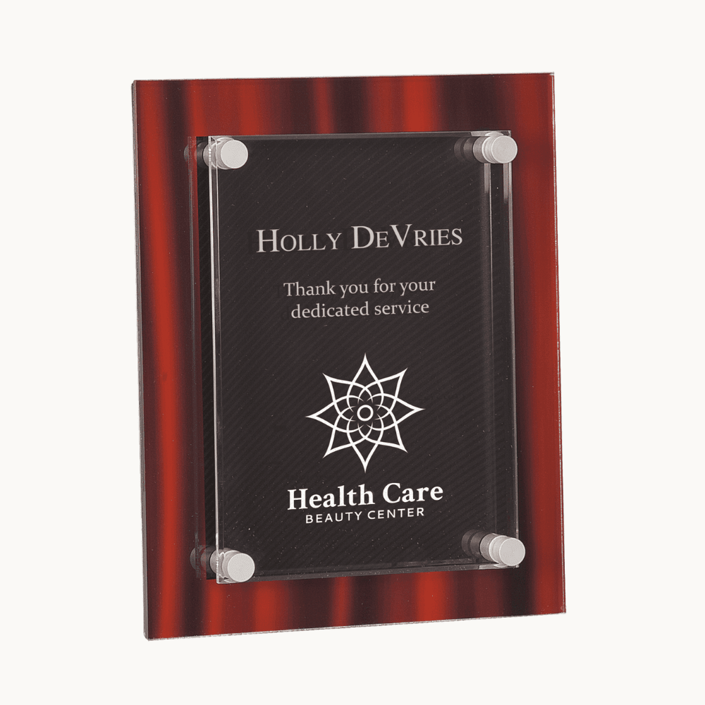 Velvet Stand - Off Acrylic Plaques with Easel for Desk or Wall - Red Velvet