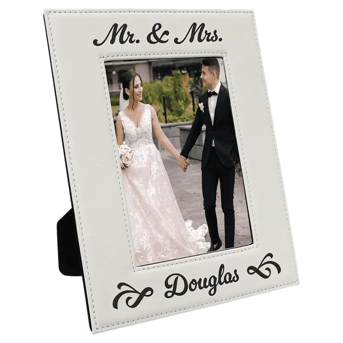 White Leatherette Frame (Various Sizes) 5" x 7"