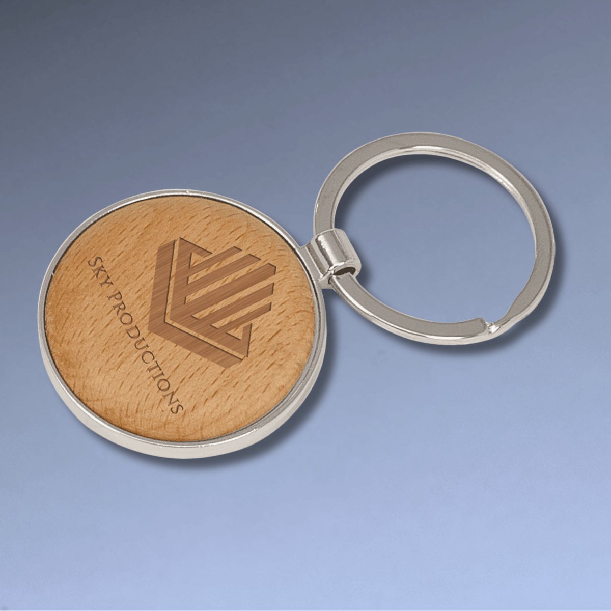 Wood Keychains – Natural Beechwood with Silver Accents - Square