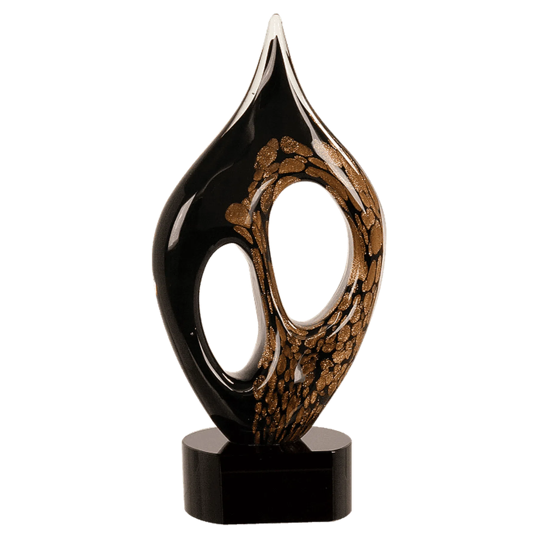 10 1/4" Black & Gold Coral Art Glass Award
