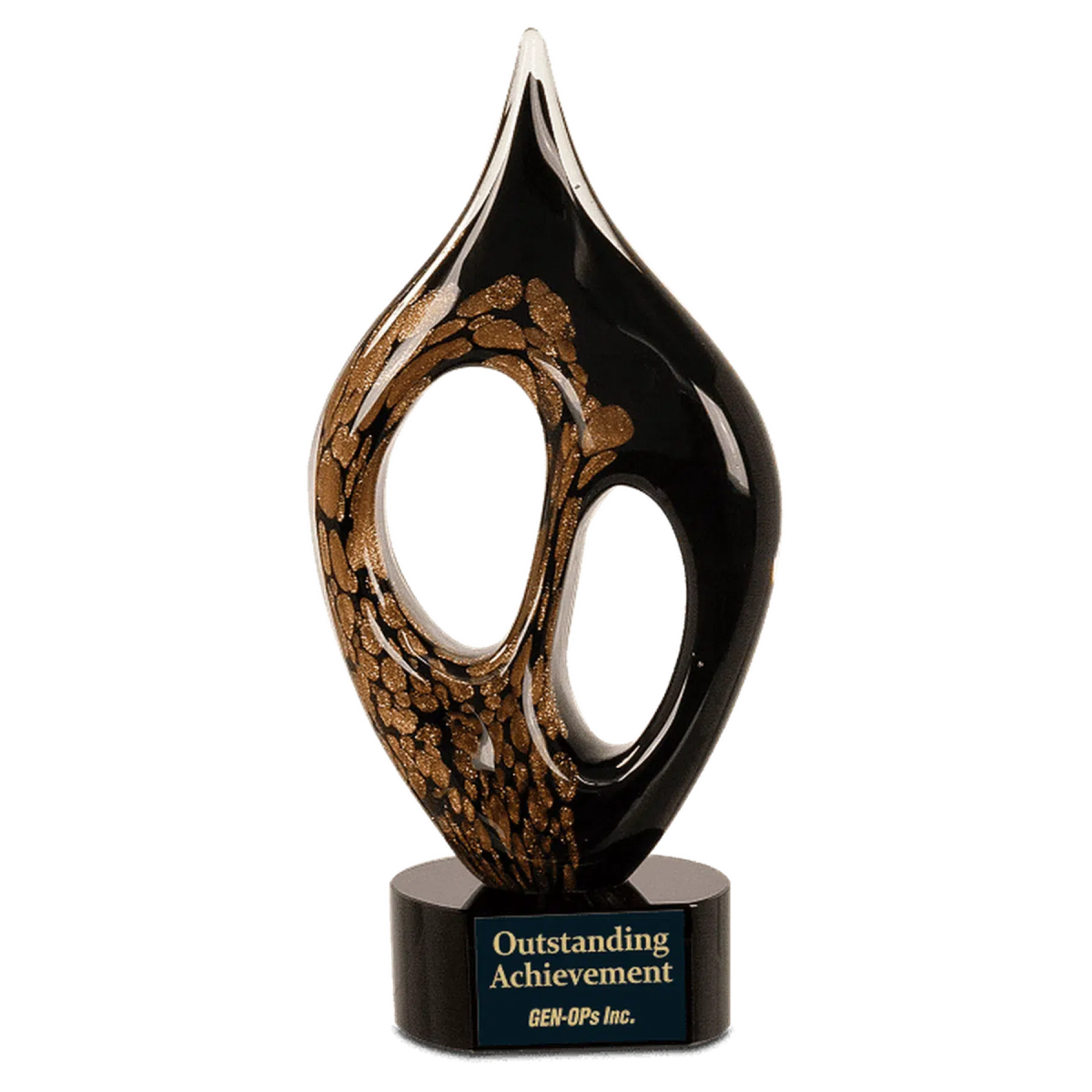 10 1/4" Black & Gold Coral Art Glass Award - LightForce Laser Engraving, LLC