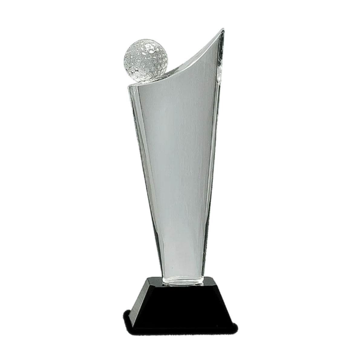 10 3/4" Crystal Golf Wave Award with a Black Pedestal Base - LightForce Laser Engraving, LLC