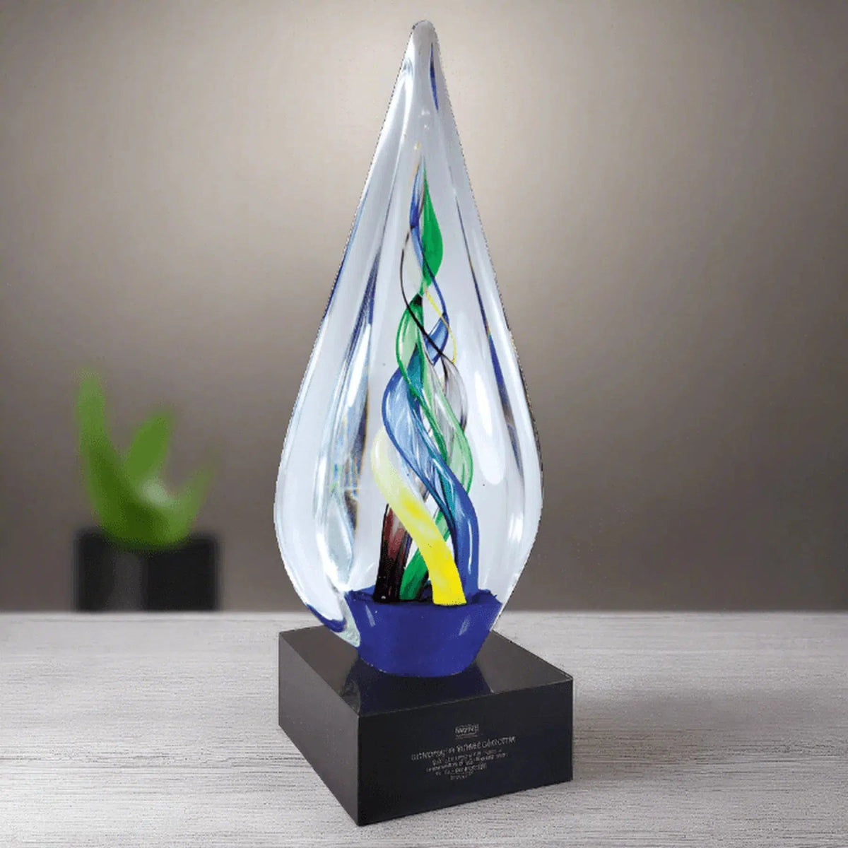 10 3/4" Infinity Twist Art Glass Award Sculpture - LightForce Laser Engraving, LLC