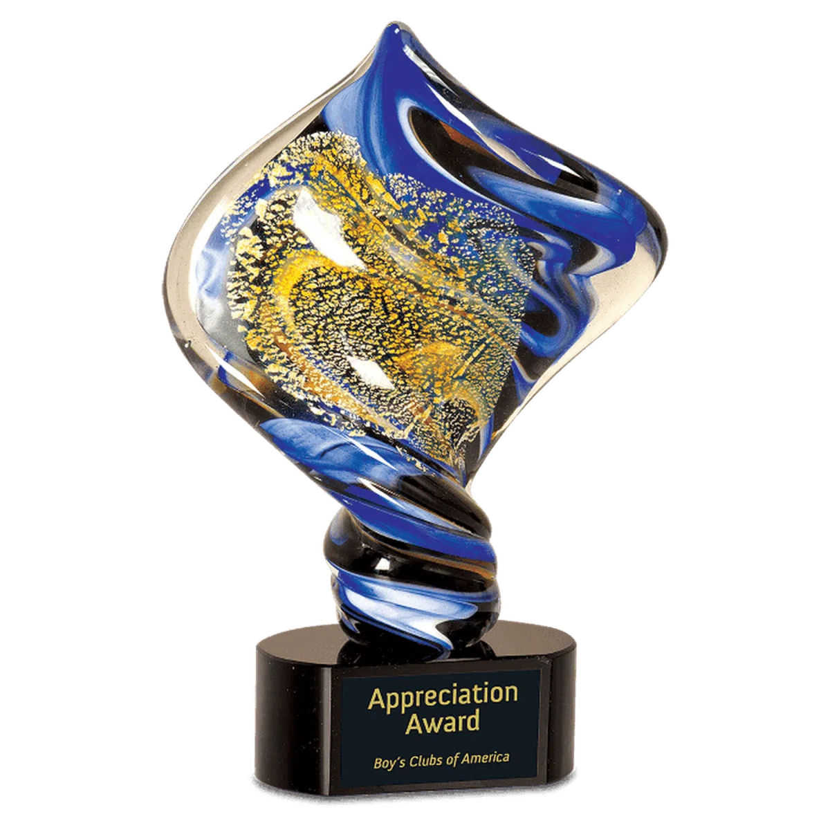 11" Diamond Twist Art Glass Award Sculpture - LightForce Laser Engraving, LLC