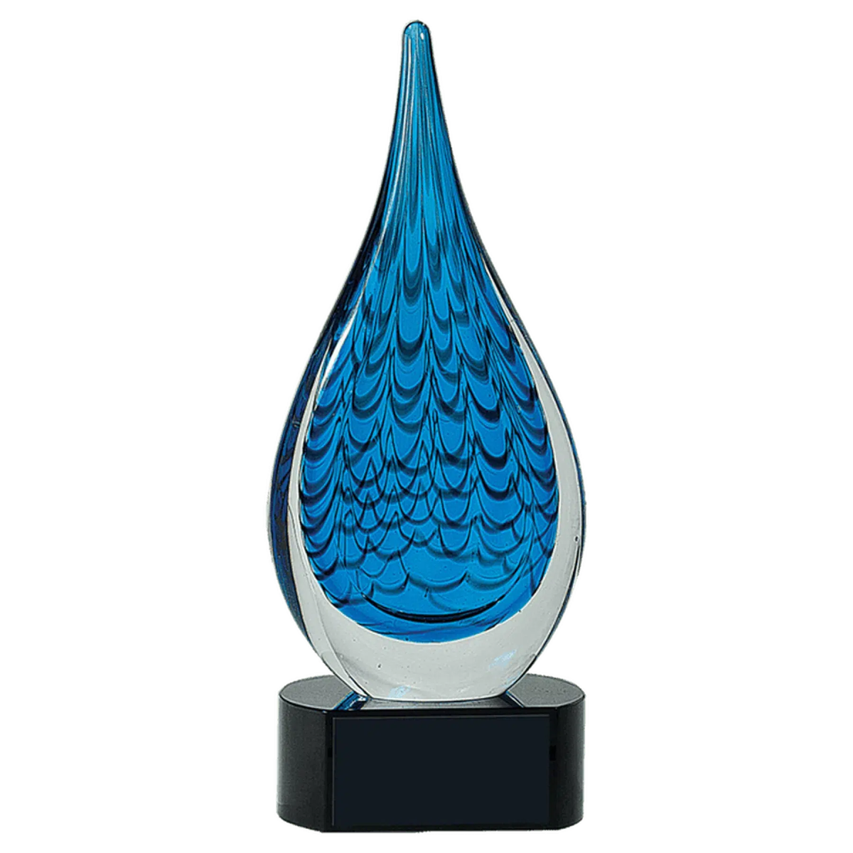 12 1/2" Blue Raindrop Art Glass Award Sculpture - LightForce Laser Engraving, LLC