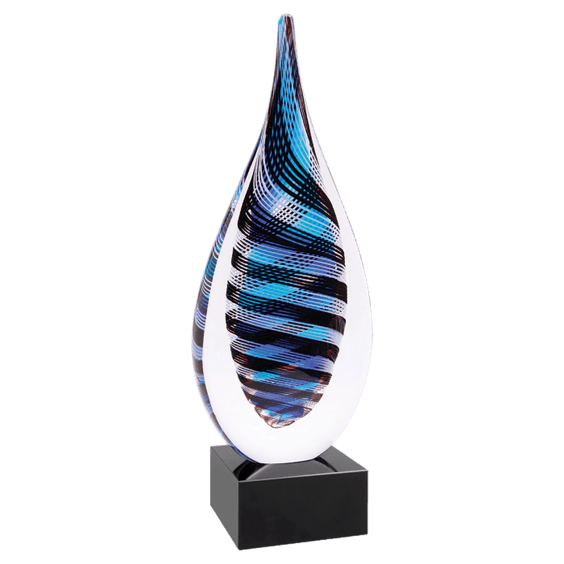 12" Blue & Black Twisted Rain Drop Award Sculpture