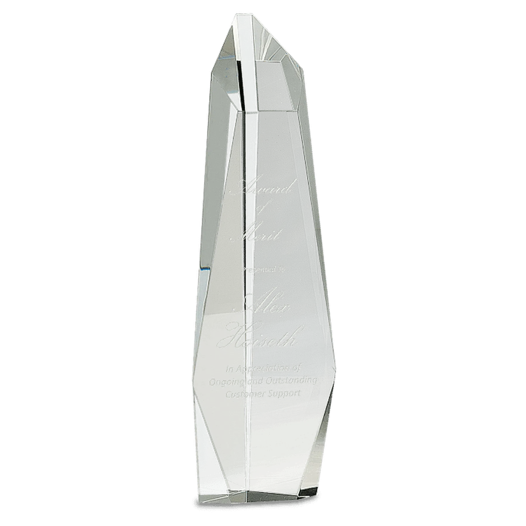12" Crystal Facet Slant-Top Tower Award