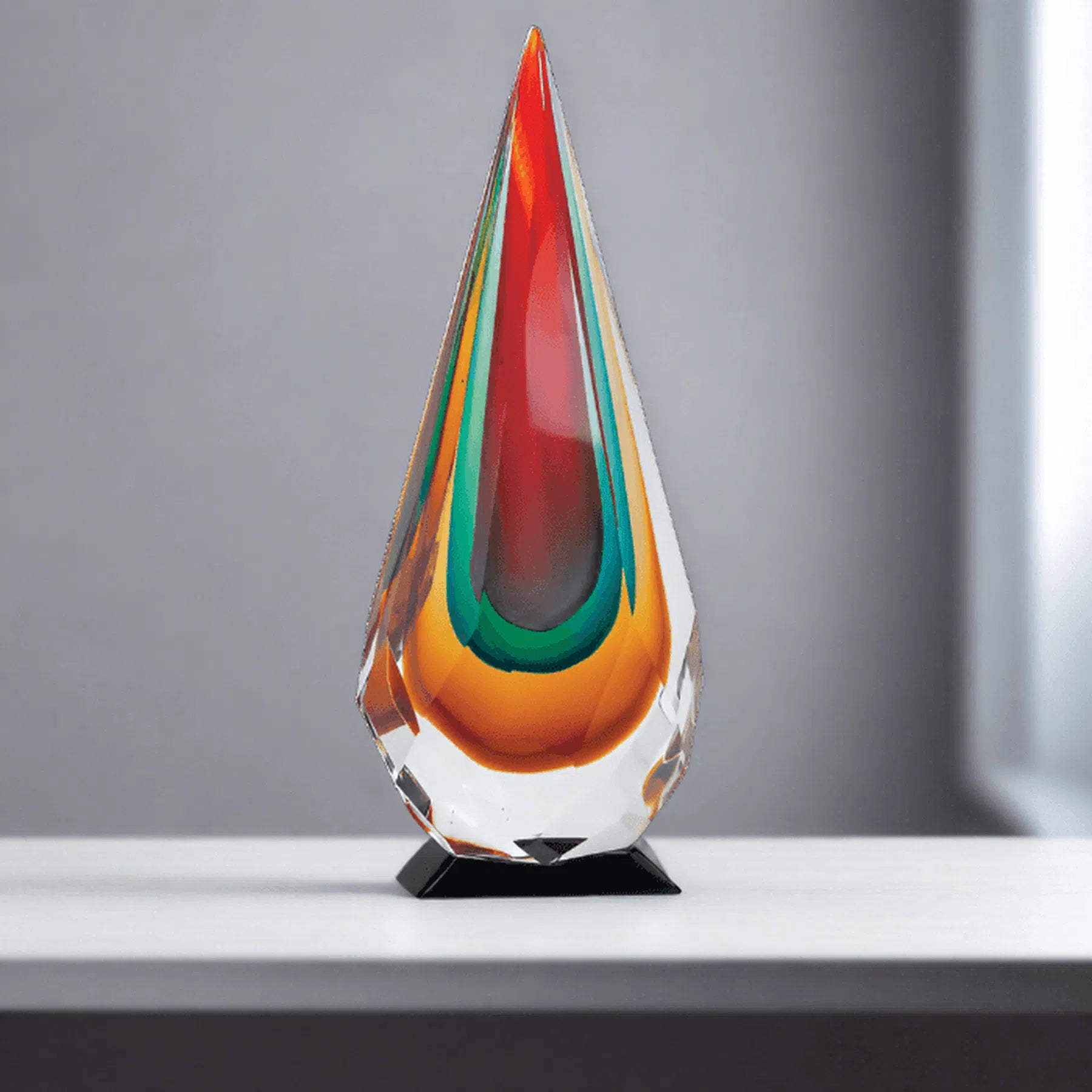 12" Faceted Rain Drop Art Glass Award