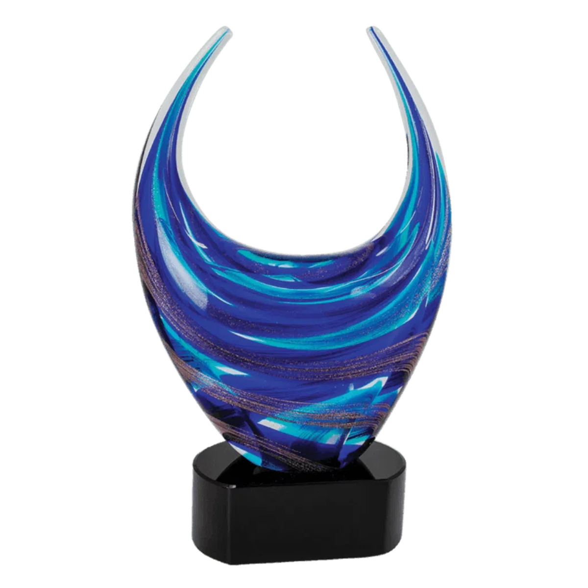 12" Blue and Gold Dual Rising Art Glass Award Sculpture - LightForce Laser Engraving, LLC