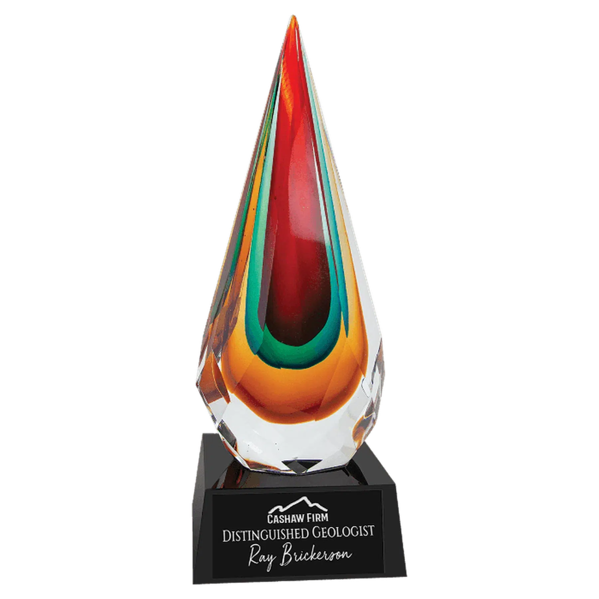 12" Faceted Rain Drop Art Glass Award - LightForce Laser Engraving, LLC