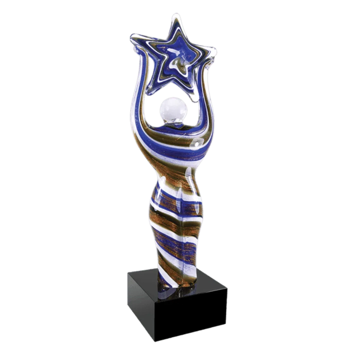 12" Figure with Star Art Glass Award Sculpture - LightForce Laser Engraving, LLC