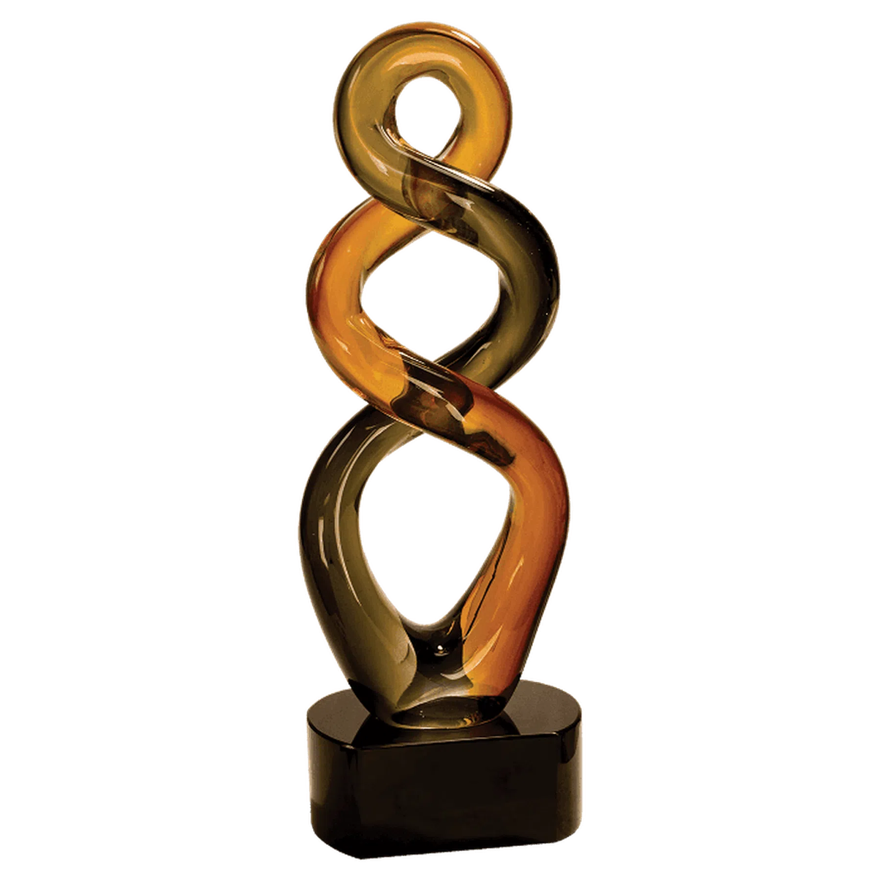 13 1/2" Brown Twist Art Glass Award Sculpture
