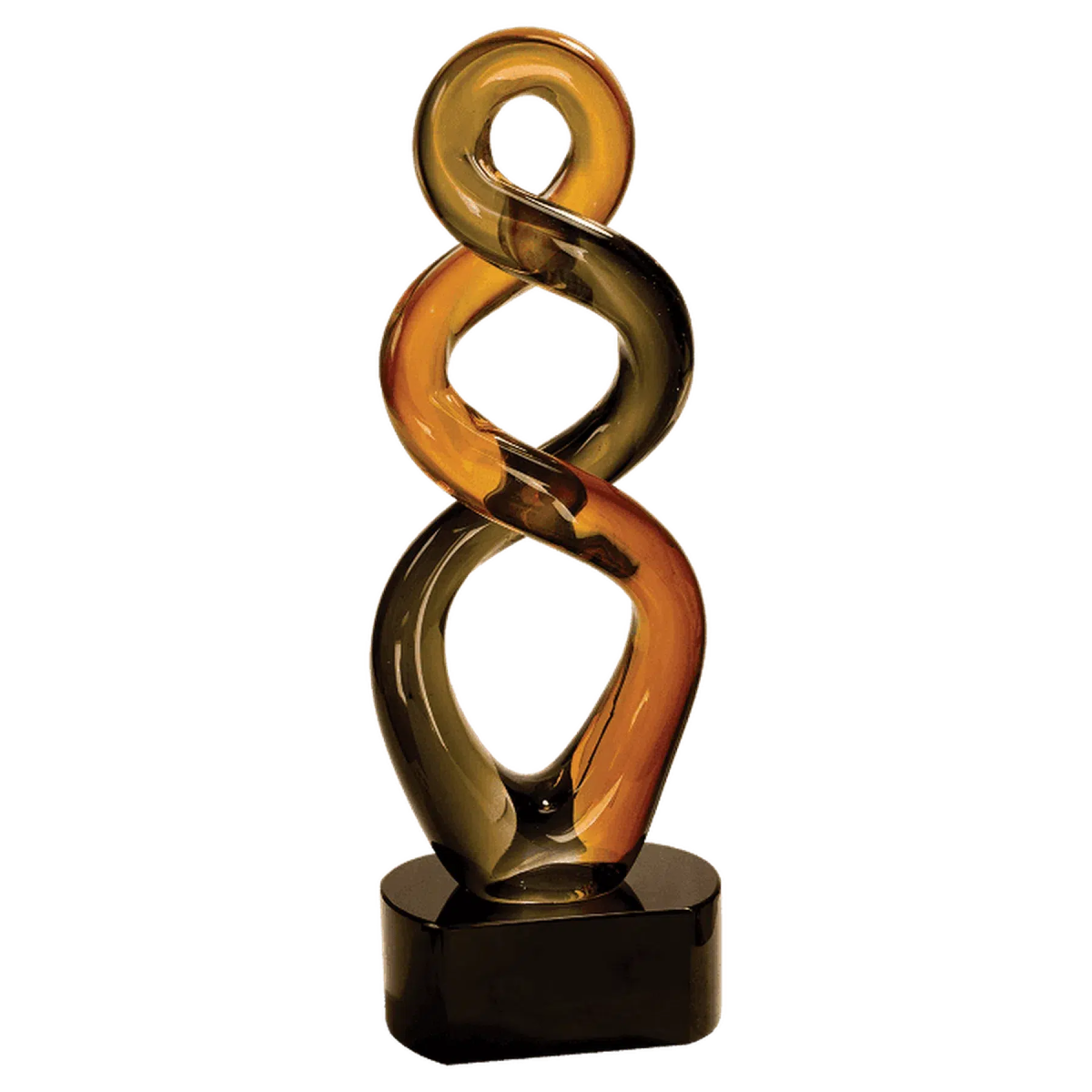 13 1/2" Brown Twist Art Glass Award Sculpture - LightForce Laser Engraving, LLC