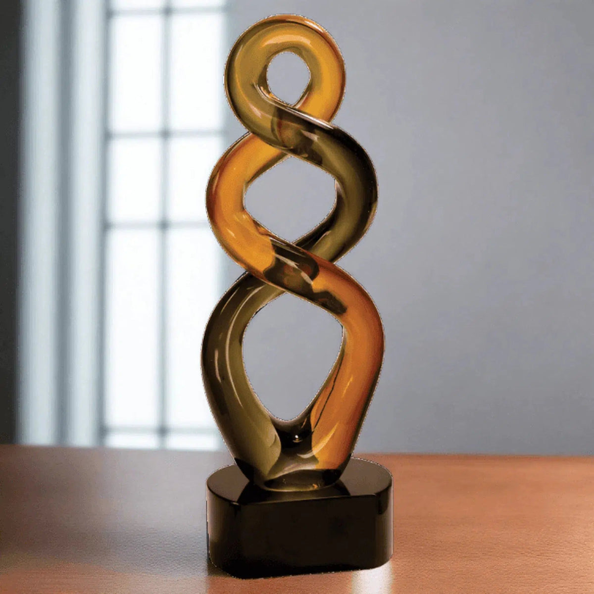 13 1/2" Brown Twist Art Glass Award Sculpture - LightForce Laser Engraving, LLC